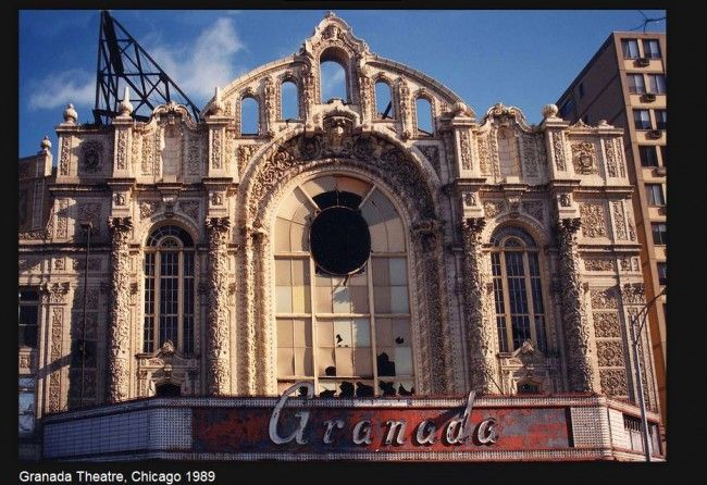 original historically important exterior white glazed terra cotta granada theater facade panel