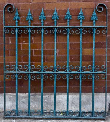 original and remarkably intact c. 1880's vintage salvaged chicago antique victorian era ornamental wrought iron exterior fence section