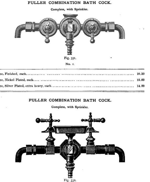 rare nickel-plated salvaged chicago  late 19th century basin tap bathroom or lavatory double cock "hot" and "cold" faucets handles comprised of cast brass with diminutive dish and circular rosettes