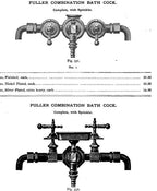 rare nickel-plated salvaged chicago  late 19th century basin tap bathroom or lavatory double cock "hot" and "cold" faucets handles comprised of cast brass with diminutive dish and circular rosettes