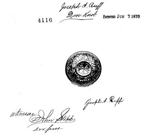 single intact c. 1870's lightly polished original american ornamental solid bronze interior residential "compression cast" antique doorknob