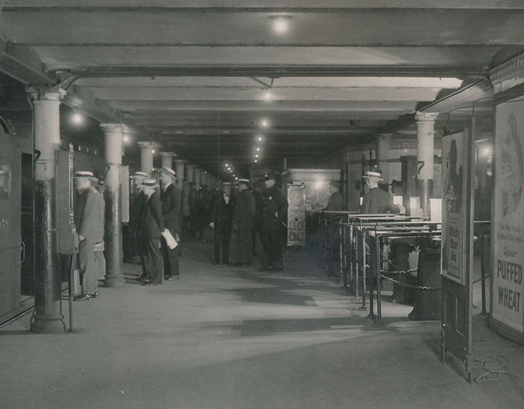 original c. 1930's highly sought after single-sided diminutive vitreous or porcelain enameled "not for exit" new york city subway station sign with bold black lettering