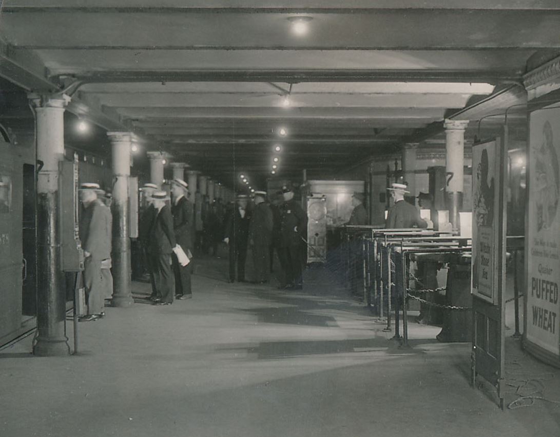 original c. 1930's highly sought after single-sided diminutive vitreous or porcelain enameled "not for exit" new york city subway station sign with bold black lettering