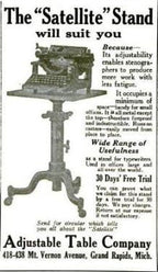 original fully adjustable c. 1920's american industrial factory office stenographer's typewriter stand with three-legged base