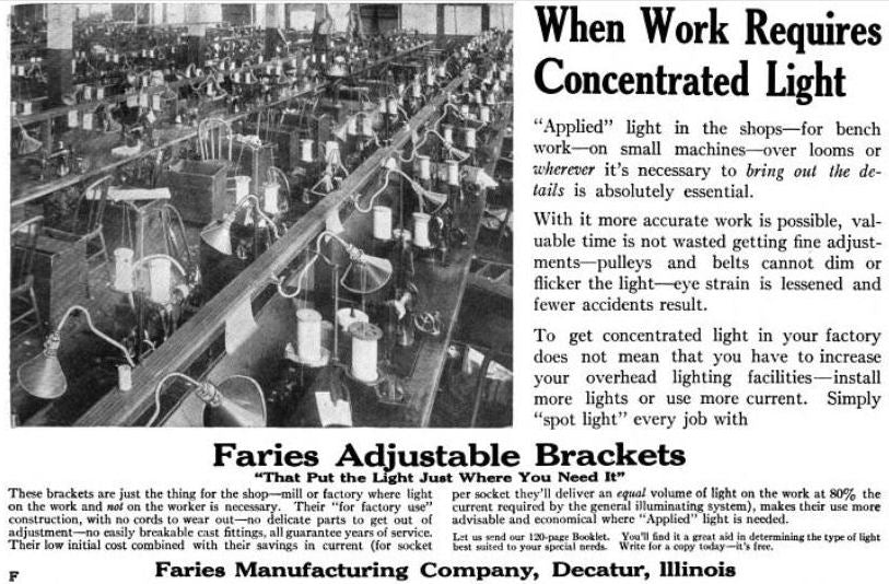 unusual early 20th century double-jointed faries desk or table lamp with patented rolled rim parabola-shaped shade