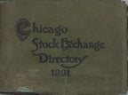 highly informative original diminutive softcover intact c. 1931 chicago stock exchange directory with distinctive cover containing fanciful raised lettering