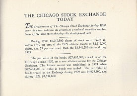 highly informative original diminutive softcover intact c. 1931 chicago stock exchange directory with distinctive cover containing fanciful raised lettering