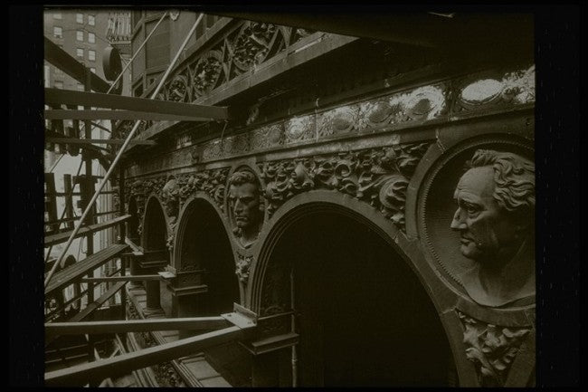 original 19th century museum-quality schiller theater (later known as the garrick) building sectional terra cotta slip glaze "geometric flower" border panel