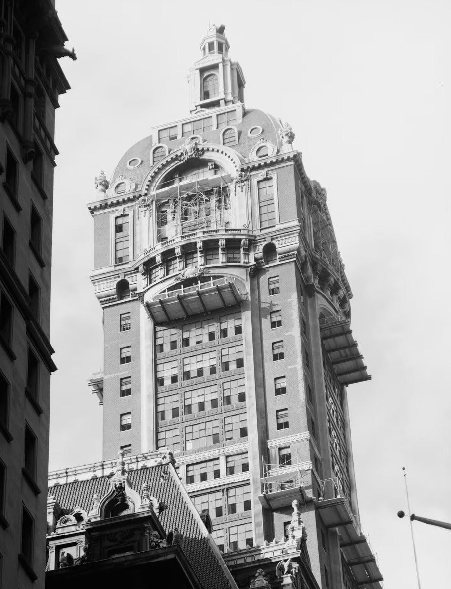 unusual 50th anniversary new york city singer building paperweight comprised of bronze and oak wood salvaged from the lobby