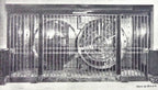 unique single-sided freestanding chrome-plated cast bronze first national bank teller cage pilaster john dillinger-robbed