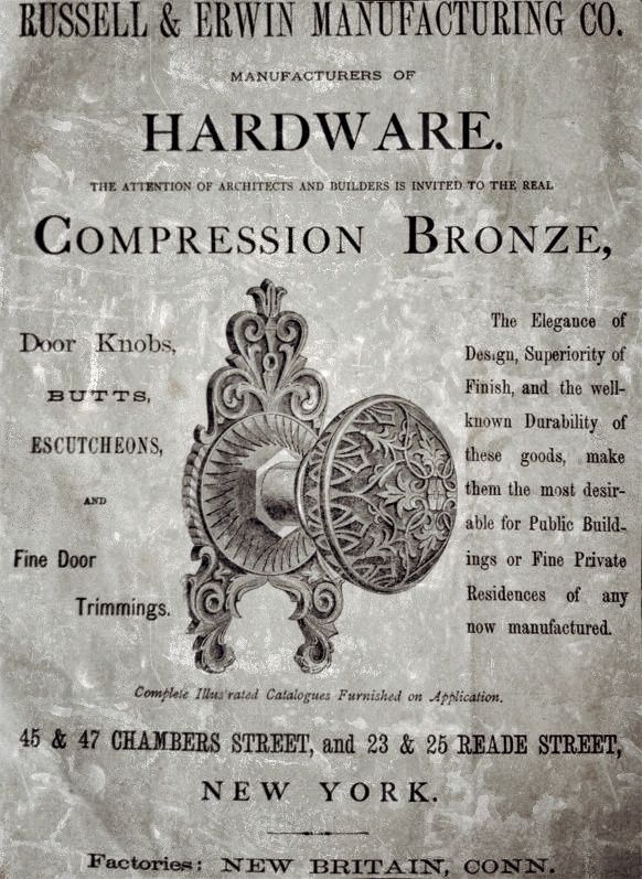 victorian era ornamental cast bronze t-handle style knob hardware manufactured for the metallic compression casting co., in boston, ma.