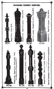 19th century antique american ornamental cast iron exterior residential staircase landing newel post with black enameled finish