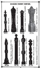 original freestanding c. 19th century american made victorian era ornamental cast iron "chicago style" exterior residential newel post