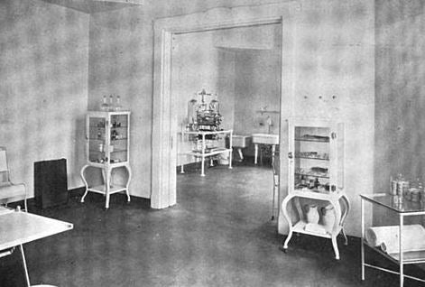 hard to find c. 1913-17 early american medical cold-rolled steel operating room lockable supply cabinet with cast iron cabriole style legs