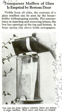 original and hard to find american depression-era reinforced transparent pressed glass "visible" mailbox complete with original aluminum fittings