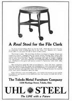 c. 1930's american industrial low-lying green enameled folded and pressed steel toledo stool with perforated seat