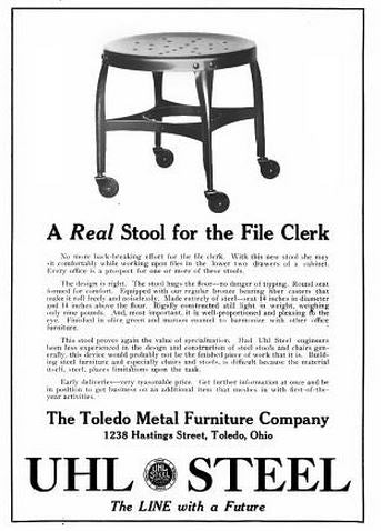 c. 1930's american industrial low-lying green enameled folded and pressed steel toledo stool with perforated seat