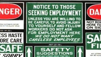 highly sought after early 20th century antique american industrial vibrant green porcelain enameled single-sided "seeking employment" factory notification sign