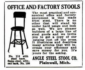 original late 1920's vintage american industrial "factory green" enameled riveted joint heavy gauge steel four-legged machinist stool
