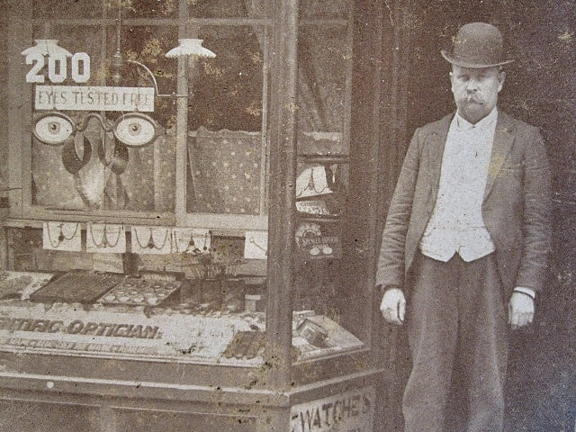 early 20th century hand-crafted american painted wood new york city storefront optometrist "eyeglasses" trade sign