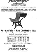six matching original american depression era maple wood and pressed and folded steel stationary chicago public school classroom chairs with brushed and sanded finish