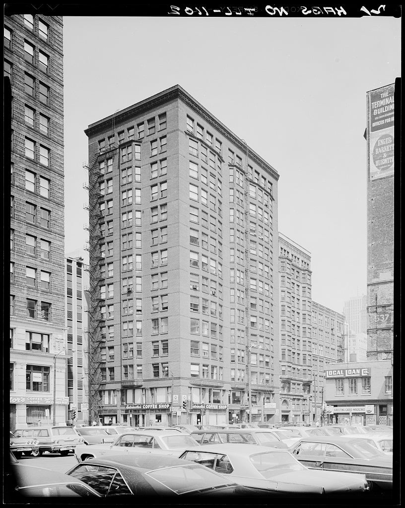 original holabird and roche-designed pontiac building custom office door hardware with mostly intact two-tone finish