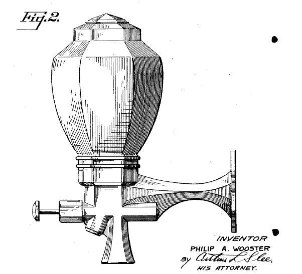 all original and fully functional c. 1930's american-made flush mount "palmolive" powdered soap dispenser with patented plunger