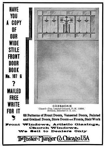 c. 1920-23 original and undamaged american craftsman style interior residential leaded art glass window with varnished pine wood sash frame