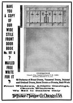 original c. 1920's american craftsman style chicago bungalow leaded art glass hung sash window with slag green glass border featuring concave corners