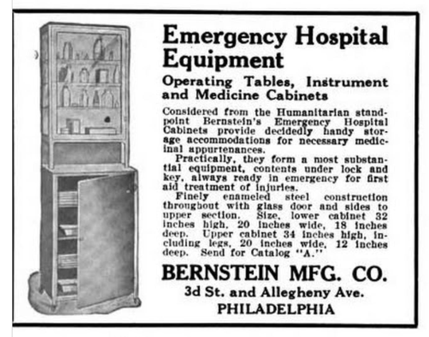 highly slight after early 20th century oversized cast iron and steel hospital operating room medical supply cabinet with cabriole legs and large beveled panes of glass