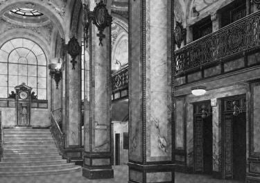 one of two original matching c. 1908 museum quality interior new york city singer building copper-plated ornamental elevator "lanterns" with curvaceous arms and backplates