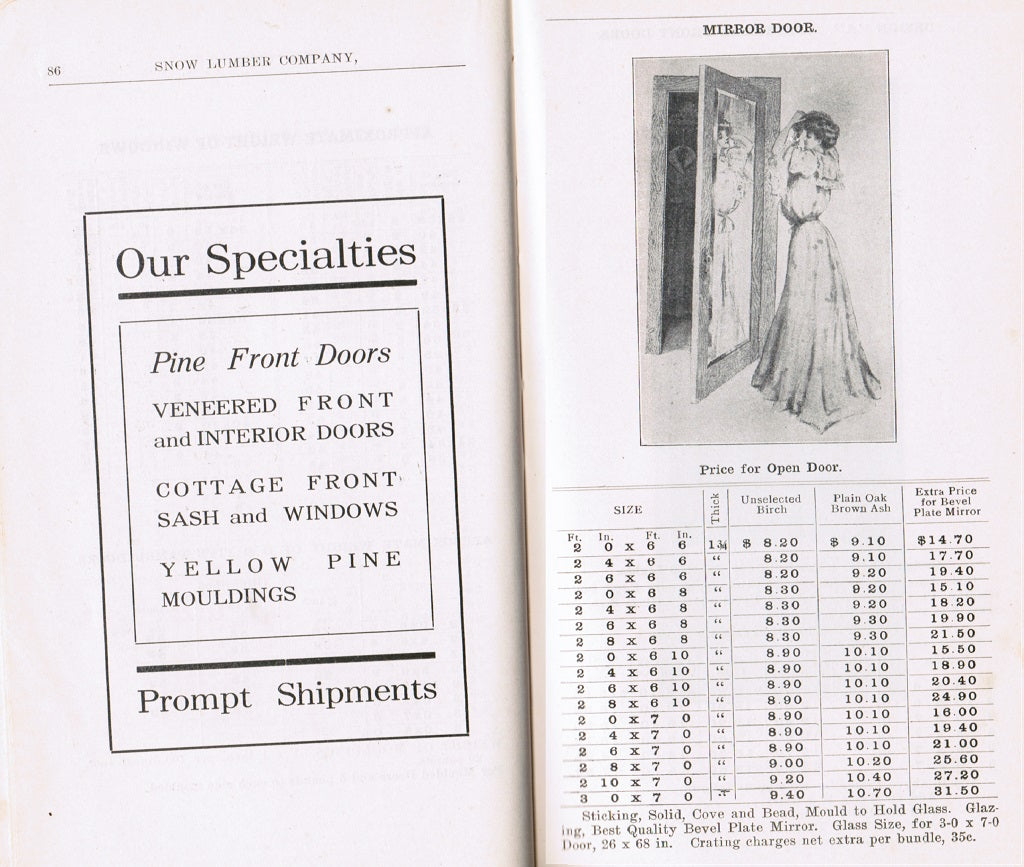 rare softbound 1912 “catalogue of millwork” for snow lumber co., high point, n.c., printed by globe printing co., in oshkosh, wisconsin.