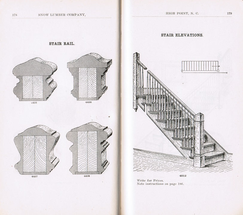 rare softbound 1912 “catalogue of millwork” for snow lumber co., high point, n.c., printed by globe printing co., in oshkosh, wisconsin.