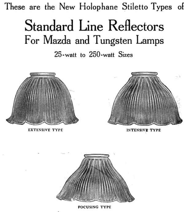 original and intact antique american industrial commercial office holophane and/or prismatic glass bell-shaped replacement shade