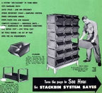 group of six matching original vintage american industrial green enameled stackable hopper bins