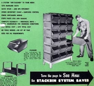 group of matching all original and heavily reinforced salvaged chicago cold-rolled steel stackable hopper bins with nicely worn and weathered surface patina