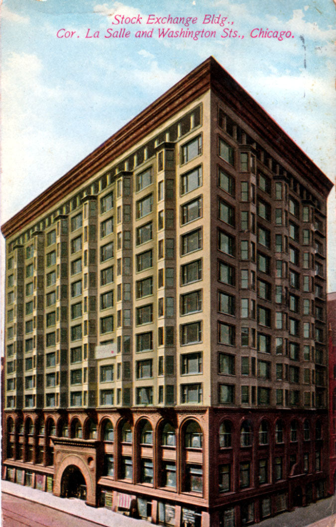 original and intact c. 1894 card from helliwell, treat & co. agents to attorney adolph loeb seeking inspection of the soon to be completed chicago stock exchange building.