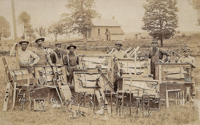 mid to late 19th century original oversized painted pine wood building carpenter's tool chest or box with spacious interior containing removable trays