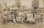 mid to late 19th century original oversized painted pine wood building carpenter's tool chest or box with spacious interior containing removable trays