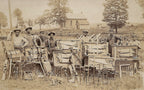 rare civil war-era original american industrial recessed panel oversized residential carpenter's tool chest with old crazed green paint and early sheet metal alteration