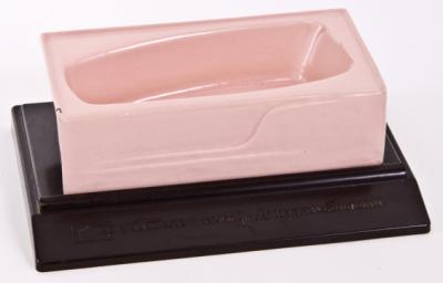 original and intact antique chicago c. 1940's streamlined style "contour" series cast iron bathtub salesman sample