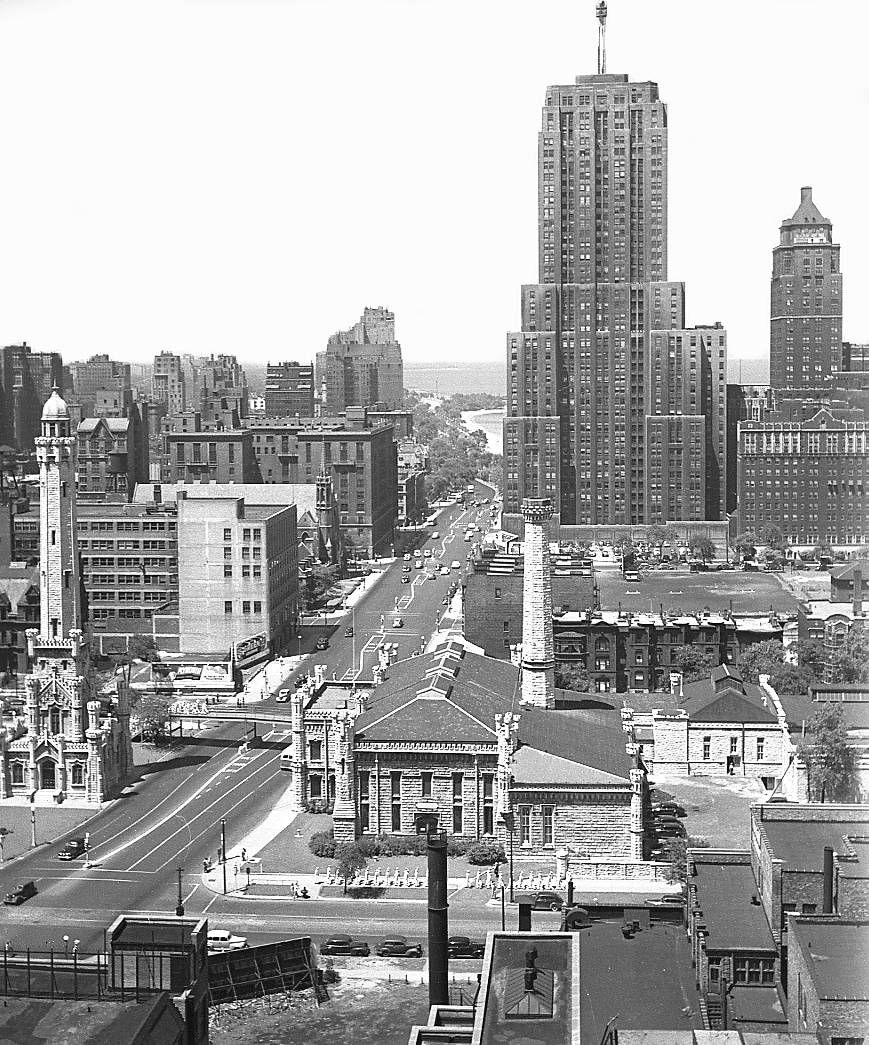 historically important american c. 1929 american art deco style oversized nickel-plated cast bronze palmolive building facade pilaster with visually stunning endcap