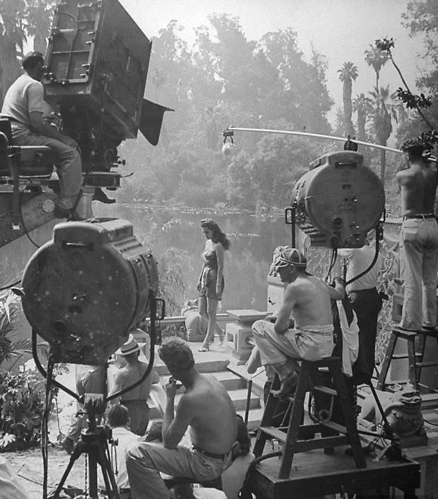 fully functional massive hollywood studio fully adjustable mole-richardson mobile studio set lamp or "spot" with tripod base and bassick casters