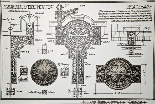matching set of museum quality early 20th century antique american sullivanesque exterior white glazed terra cotta "finial a510" roofline endcap finials