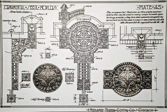 single all original and richly ornamented cream-colored terra cotta salvaged chicago building "sullivanesque" facade fragment