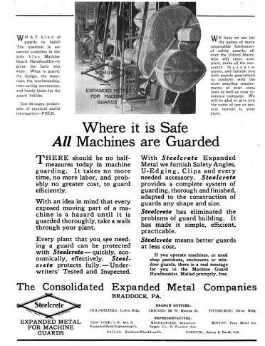 refinished c. 1915-25 vintage american industrial "steelcrete" boylston steam gauge factory expanded metal machine guard