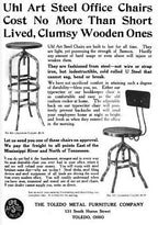 original early 20th century antique american industrial model "no. 621" pressed and formed double-spider toledo "uhl art steel" factory machine shop revolving stool