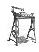 REPURPOSED LATE 19TH OR EARLY 20TH CENTURY SINGLE FREESTANDING FOUR-LEGGED CURVACEOUS FOOT-OPERATED AMERICAN INDUSTRIAL GRINDER MACHINE BASE WITH NEWLY ADDED TOP