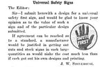 early example of an old industrial porcelain enameled "safety first" die cut steel notification sign salvaged from a general electric assembly plant