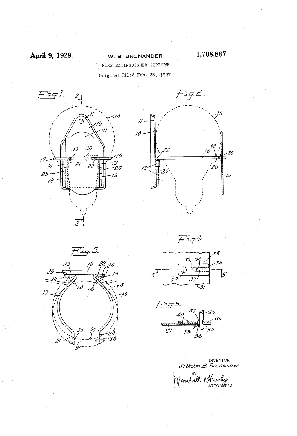 late 1920's original and intact ruby red enameled "automatic fireman on the wall" interior residential hanging fire grenade